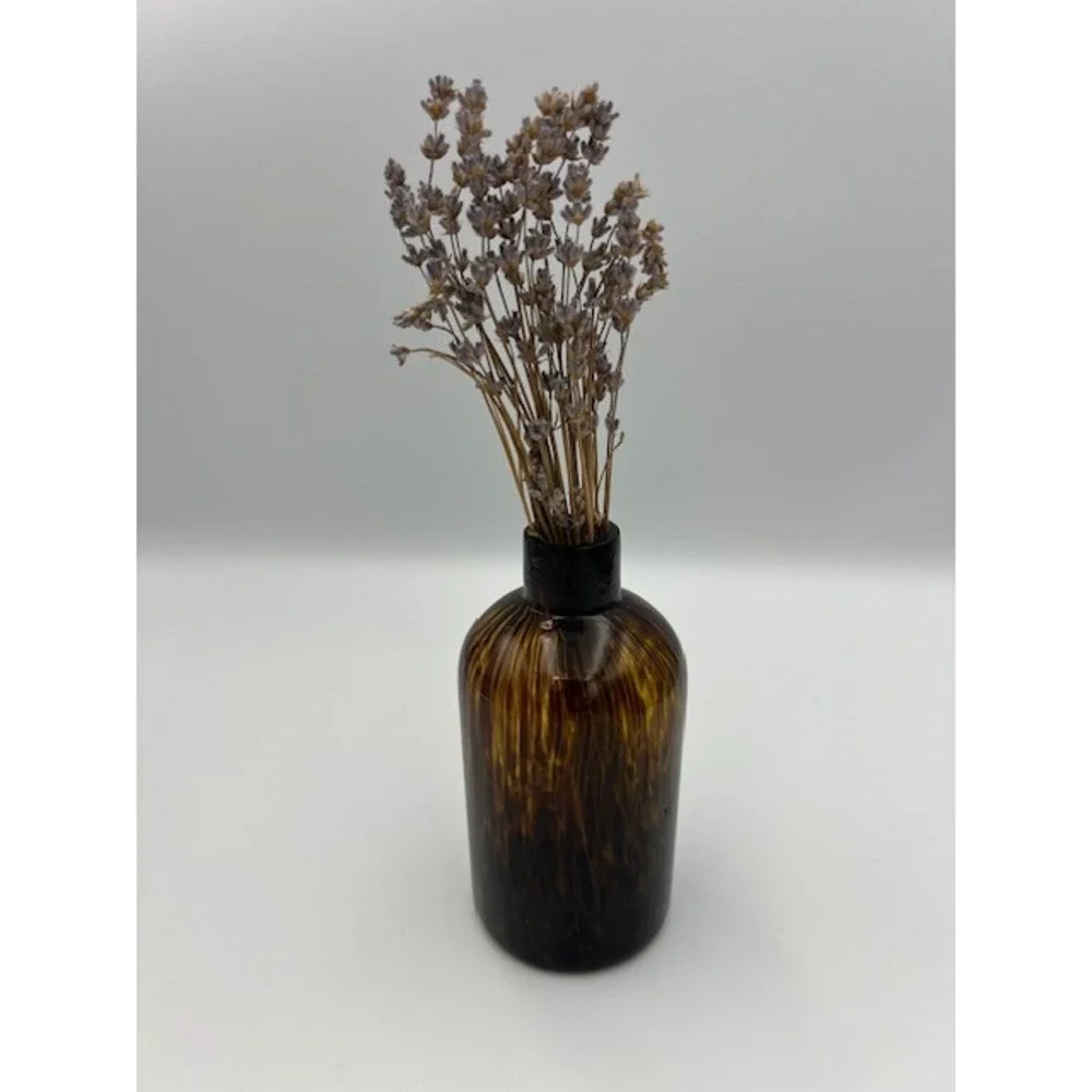 Vintage Tortoiseshell Glass Bud Vase Amber Brown Apothecary Bottle 5.5 Inch